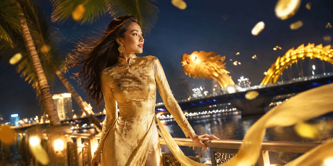 Người chơi casino tại Đà Nẵng trong trang phục áo dài tham gia giải trí trực tuyến