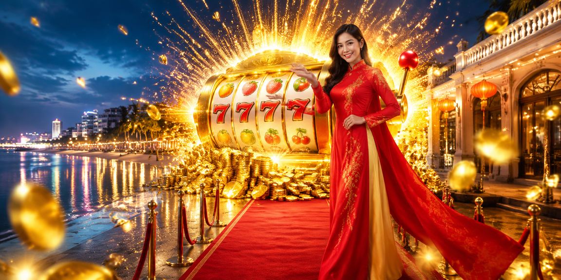 Cô gái mặc áo dài chơi slot game tại bãi biển Vũng Tàu